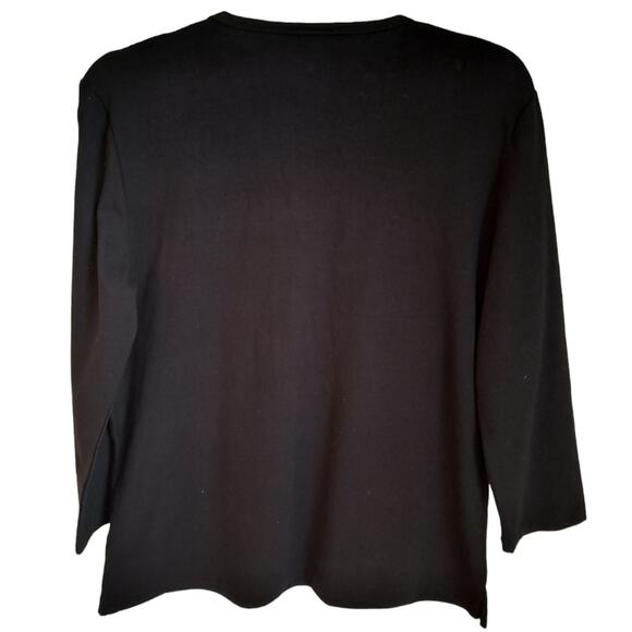 Jones Studio 3/4 Sleeve Top Wmn's Sz M Black V Neck Soft Knit base layer Casual - Picture 7 of 14